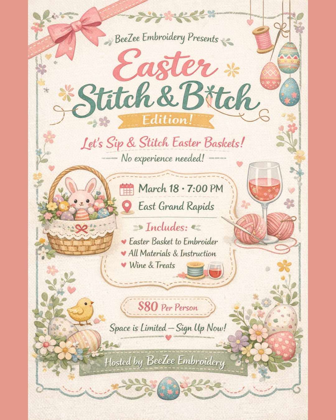 3/18/26: Easter Basket Stitch & B*tch Hand Embroidery Workshop