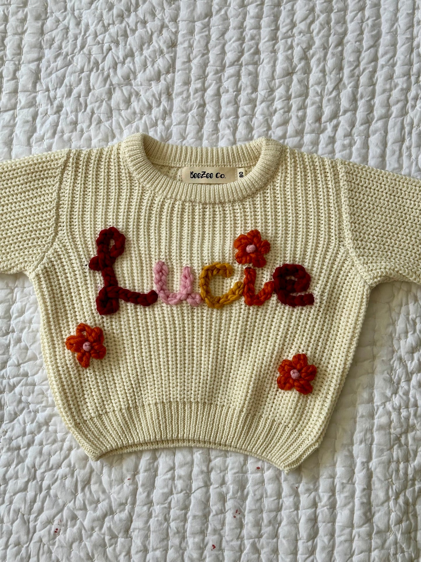 Personalized Baby & Toddler Name Sweater with Floral Embroidery