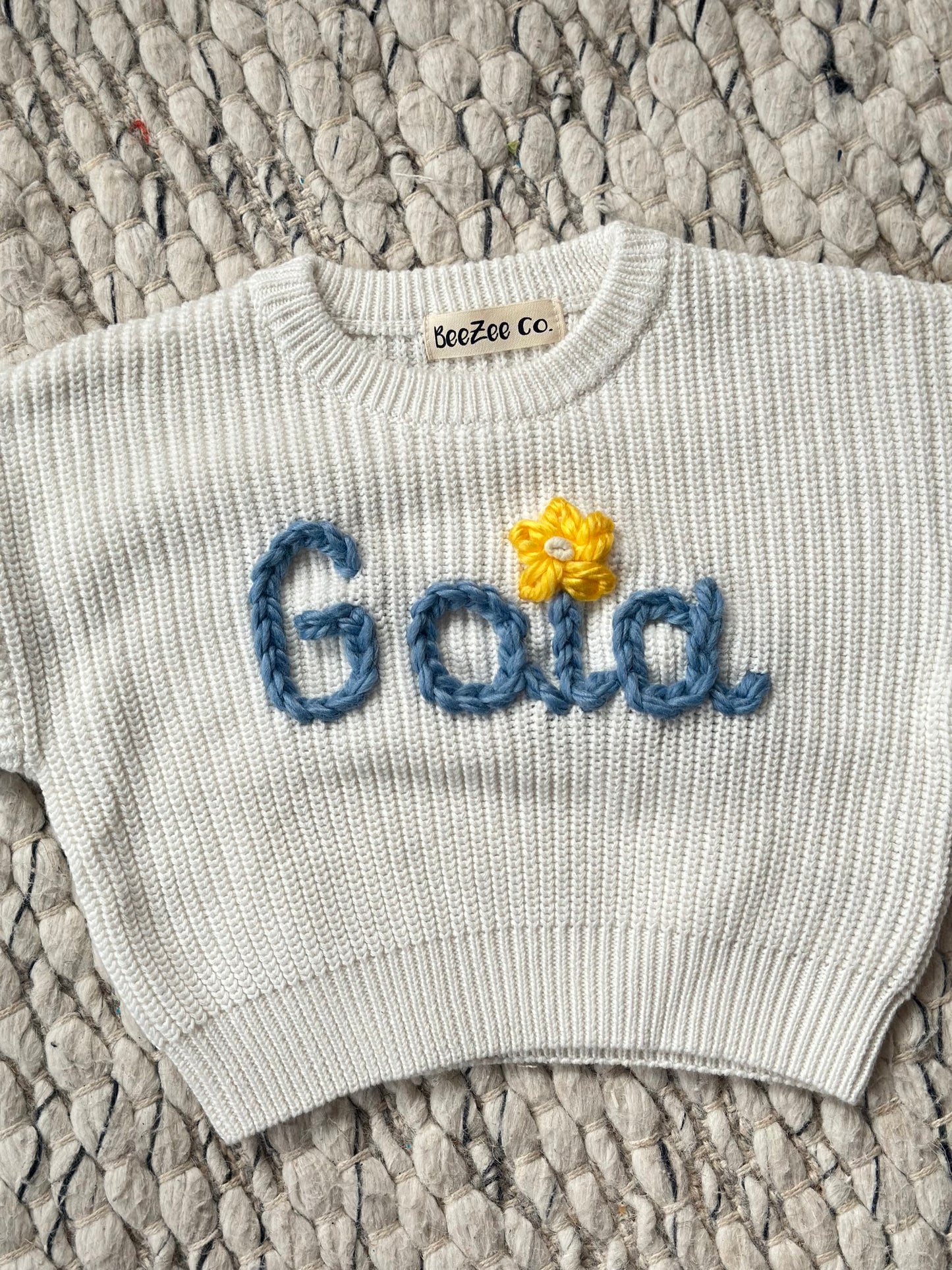 Personalized Baby & Toddler Name Sweater with Floral Embroidery