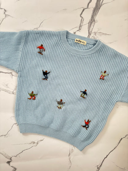 Hand Embroidered Ski Sweater