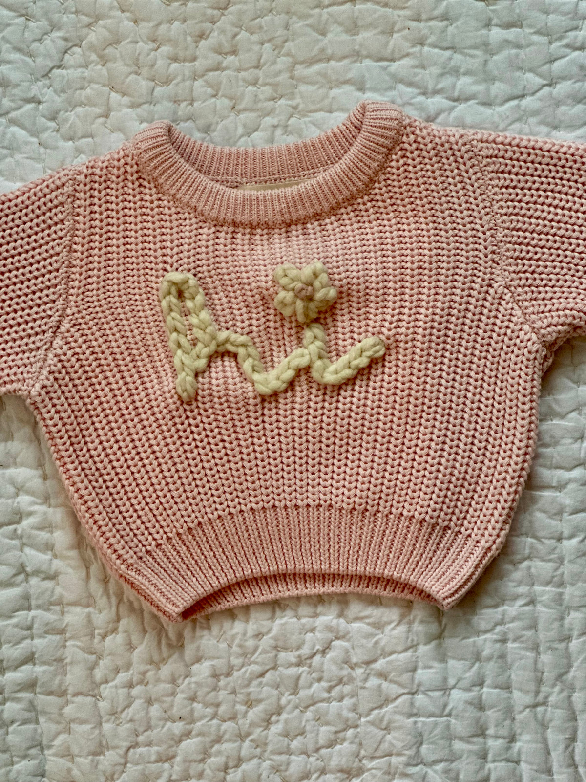 Personalized Hand Embroidered 'Hi' Sweater for Babies & Toddlers