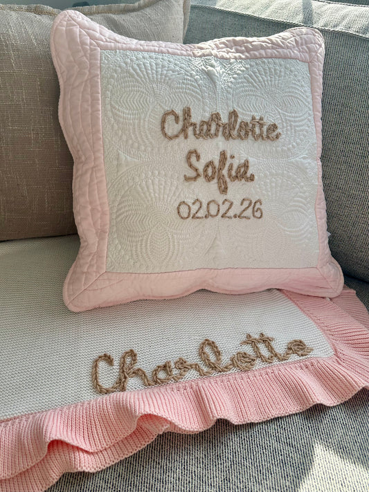 Cozy Bundle (Custom Hand Embroidered Blanket & Pillow)