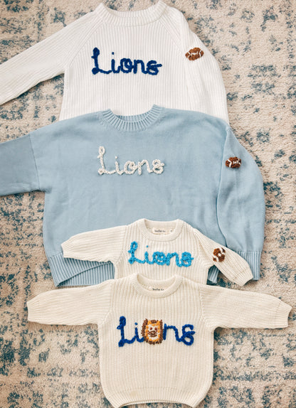 Embroidered Adult Lions Sweater