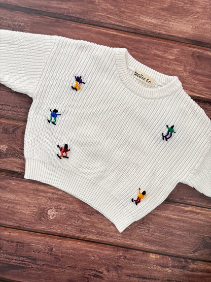 Hand Embroidered Ski Sweater