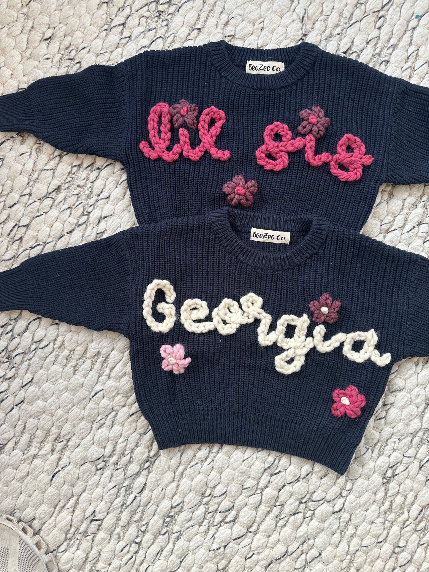 Personalized Baby & Toddler Name Sweater with Floral Embroidery