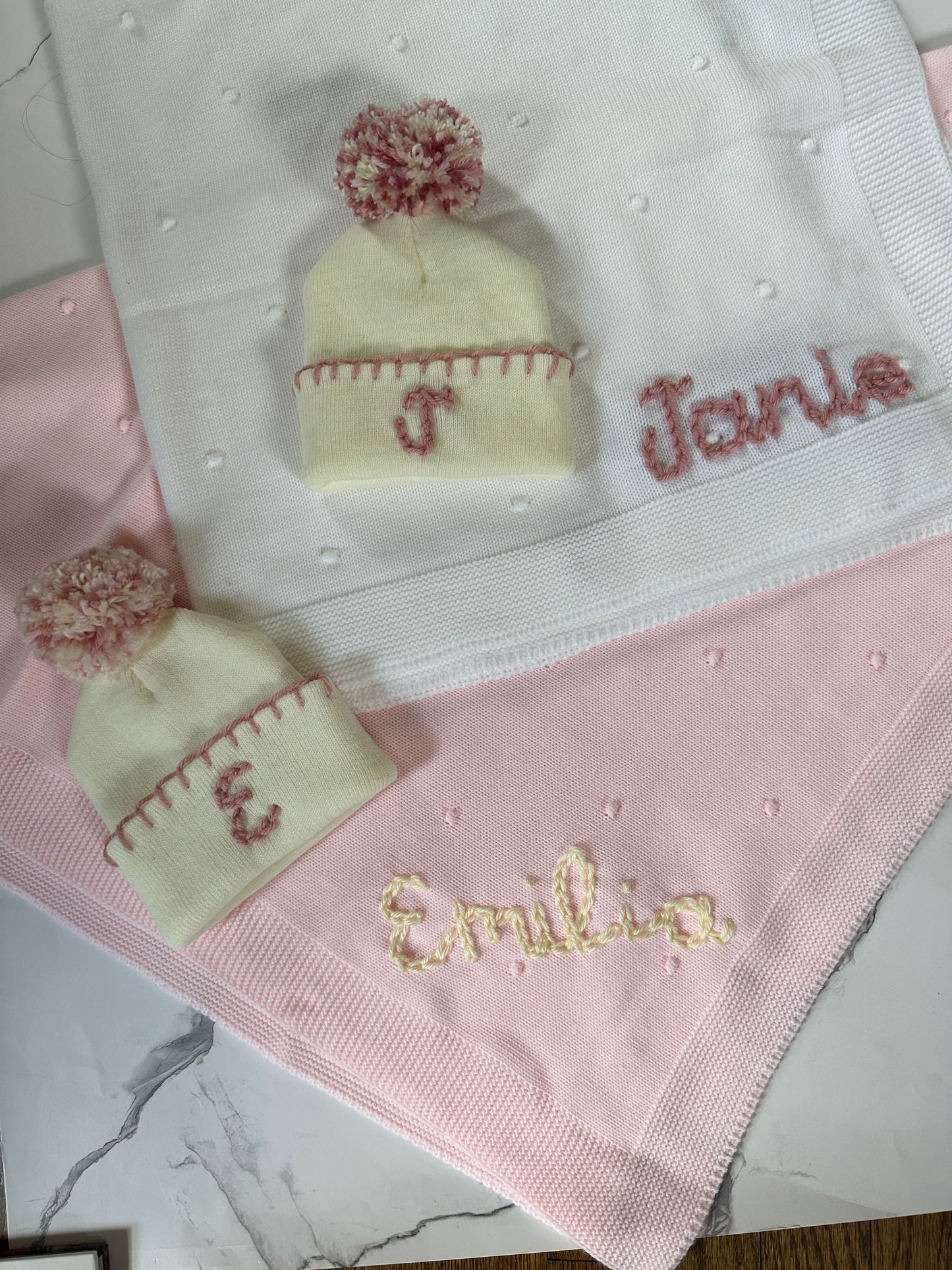 Custom Embroidered Blanket, Sweater and Hat for Baby and Kids