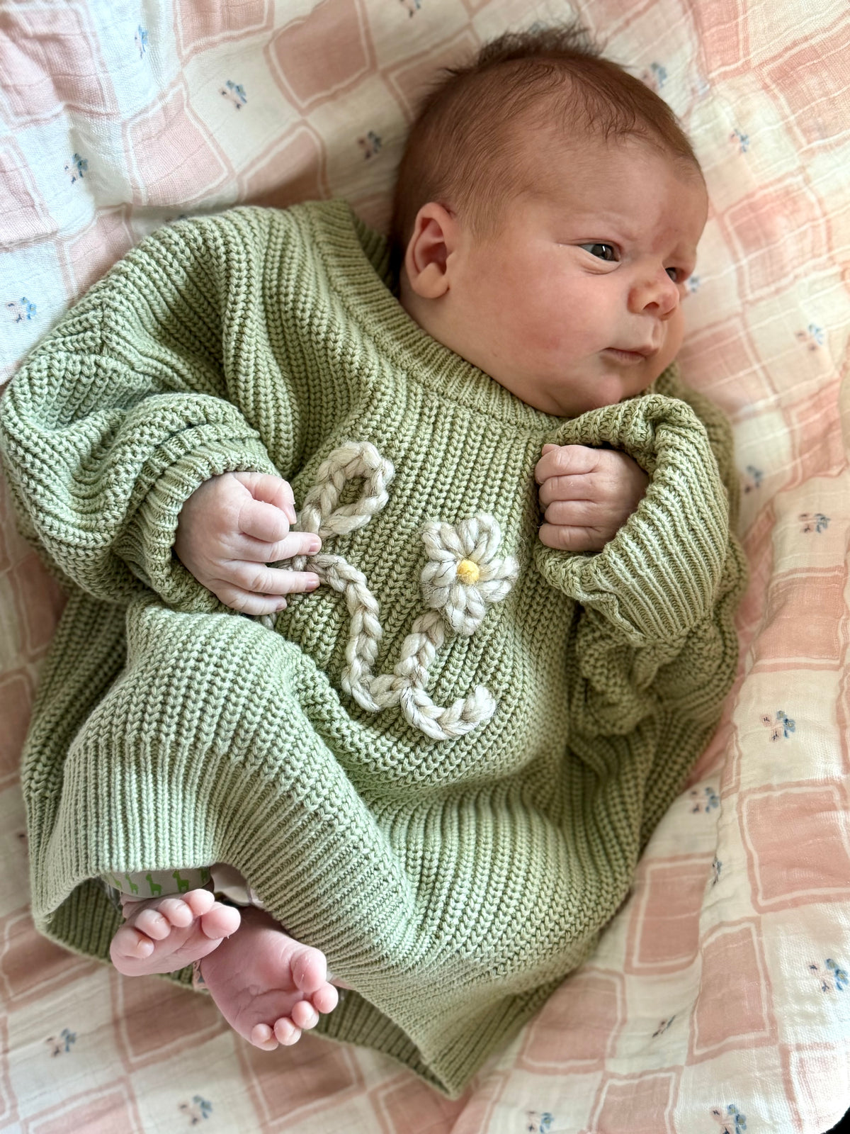 Personalized Hand Embroidered 'Hi' Sweater for Babies & Toddlers