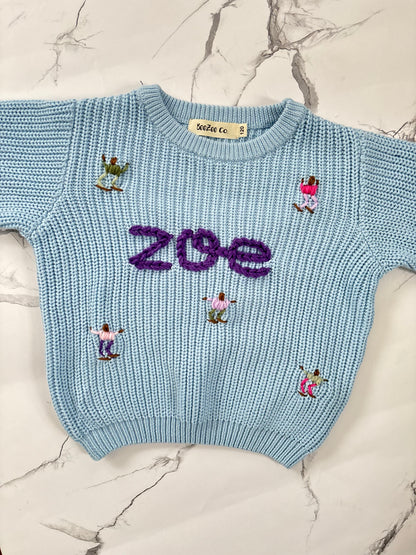 Hand Embroidered Ski Sweater