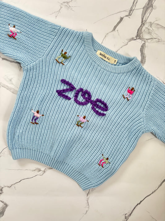 Hand Embroidered Ski Sweater