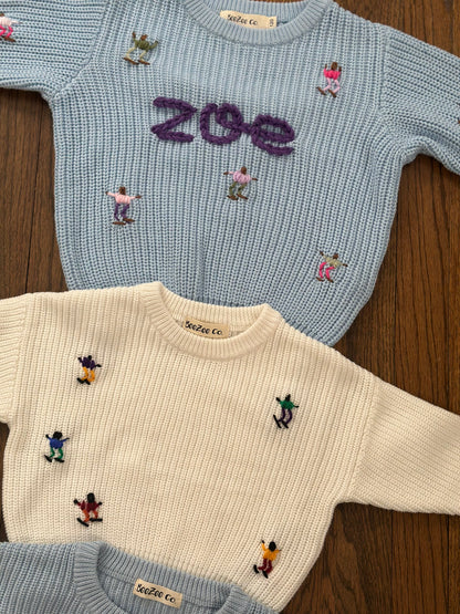 Hand Embroidered Ski Sweater