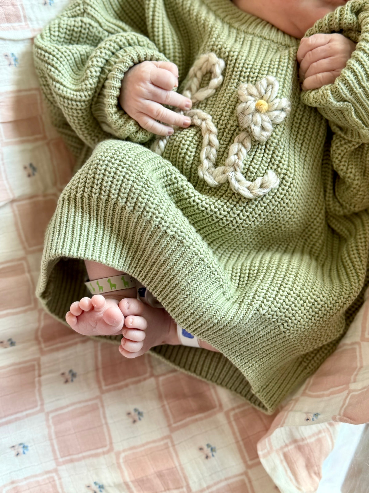 Personalized Hand Embroidered 'Hi' Sweater for Babies & Toddlers