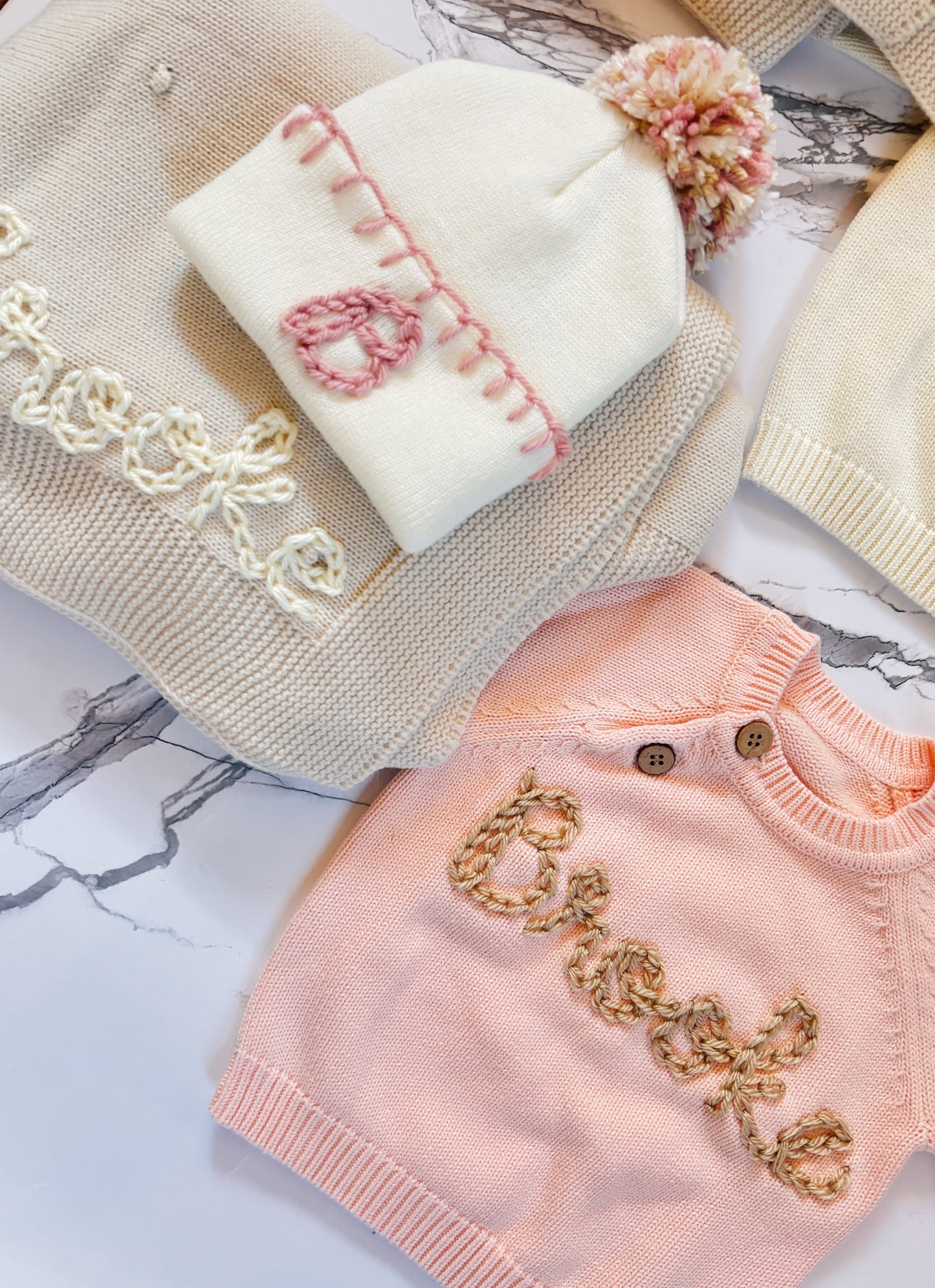 Custom Embroidered Blanket, Sweater and Hat for Baby and Kids