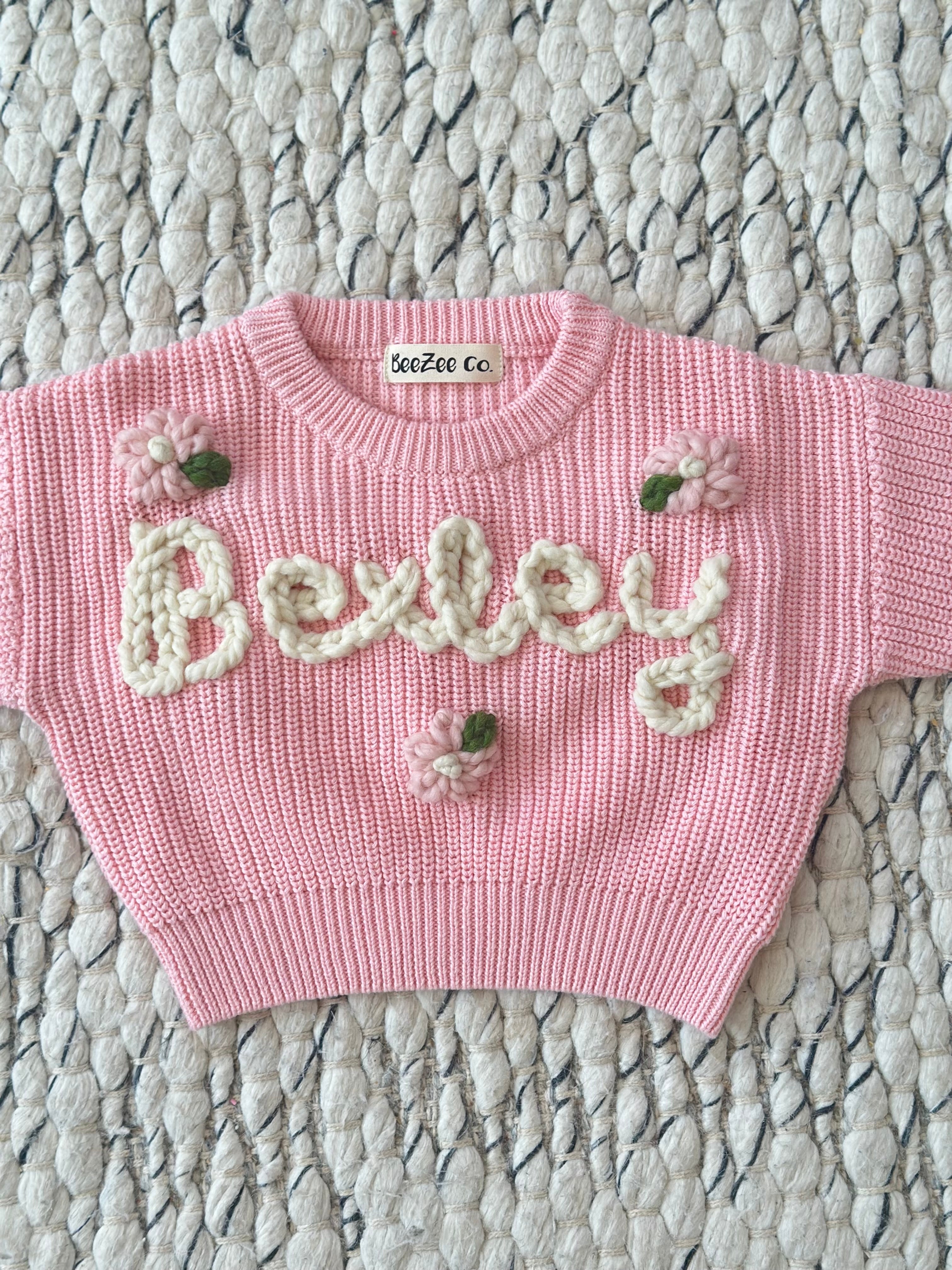 Personalized Baby & Toddler Name Sweater with Floral Embroidery