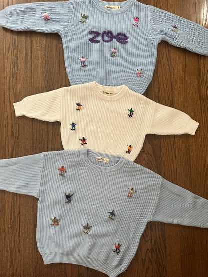 Hand Embroidered Ski Sweater