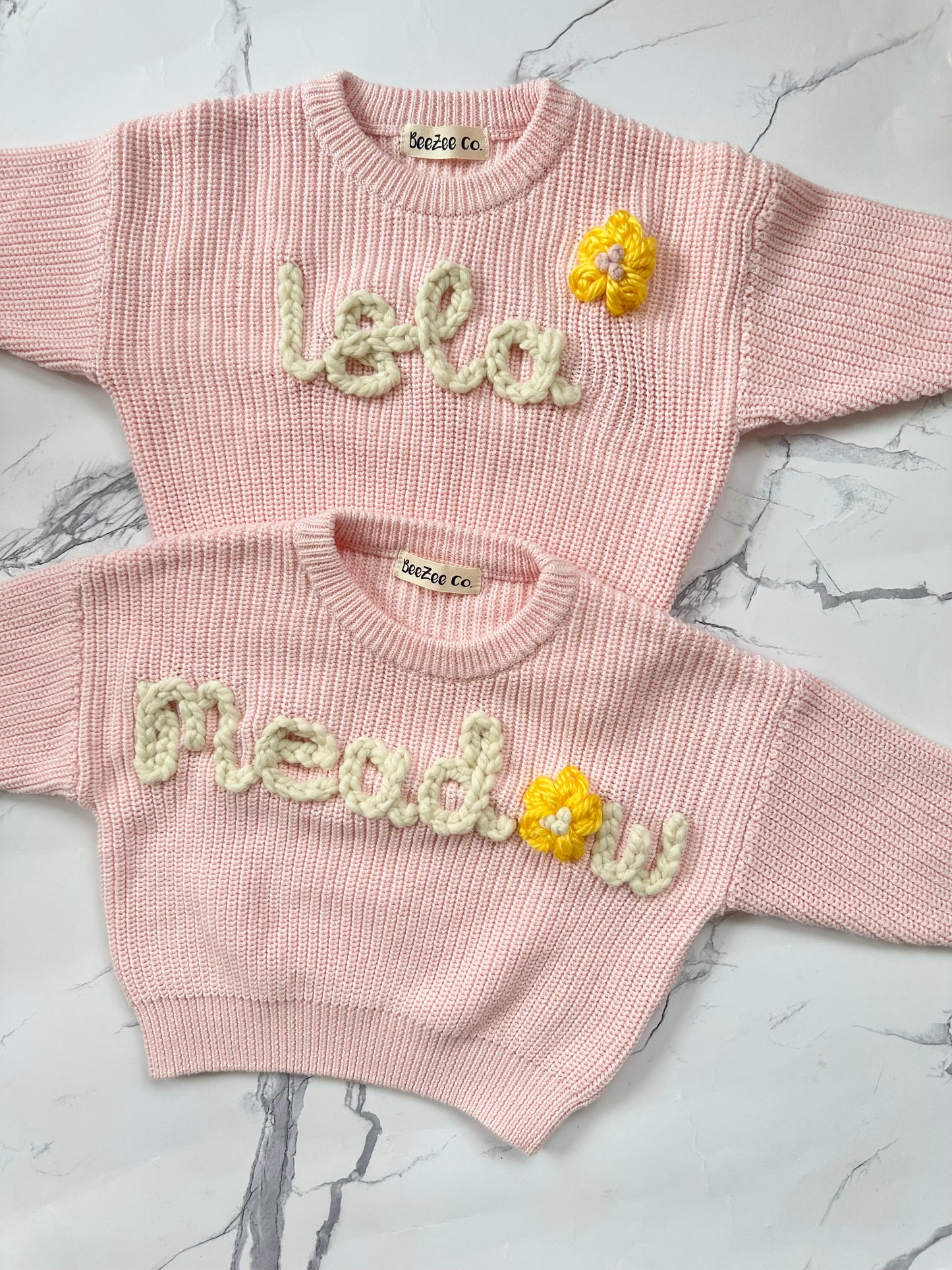 Personalized Baby & Toddler Name Sweater with Floral Embroidery
