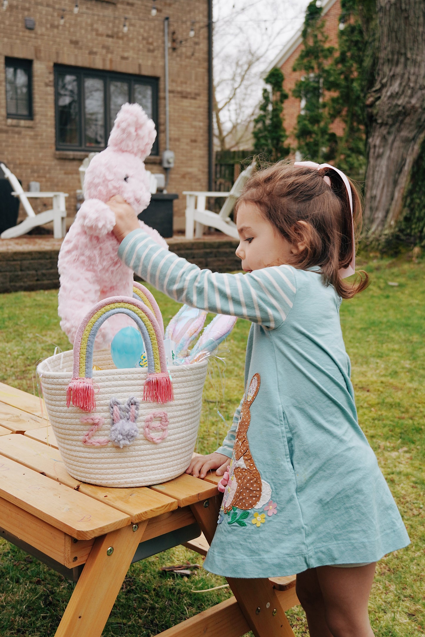 Personalized Hand Embroidered Easter Basket