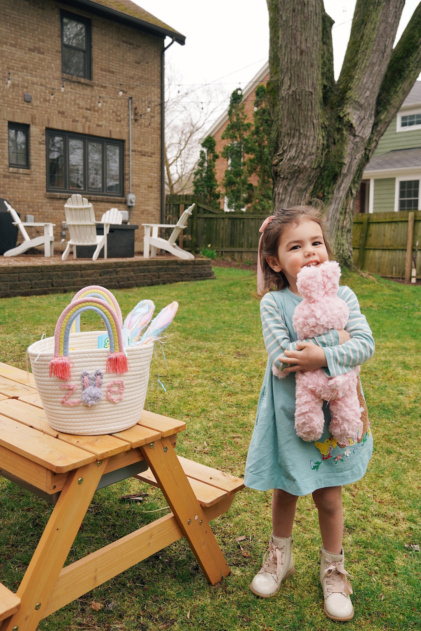 Personalized Hand Embroidered Easter Basket