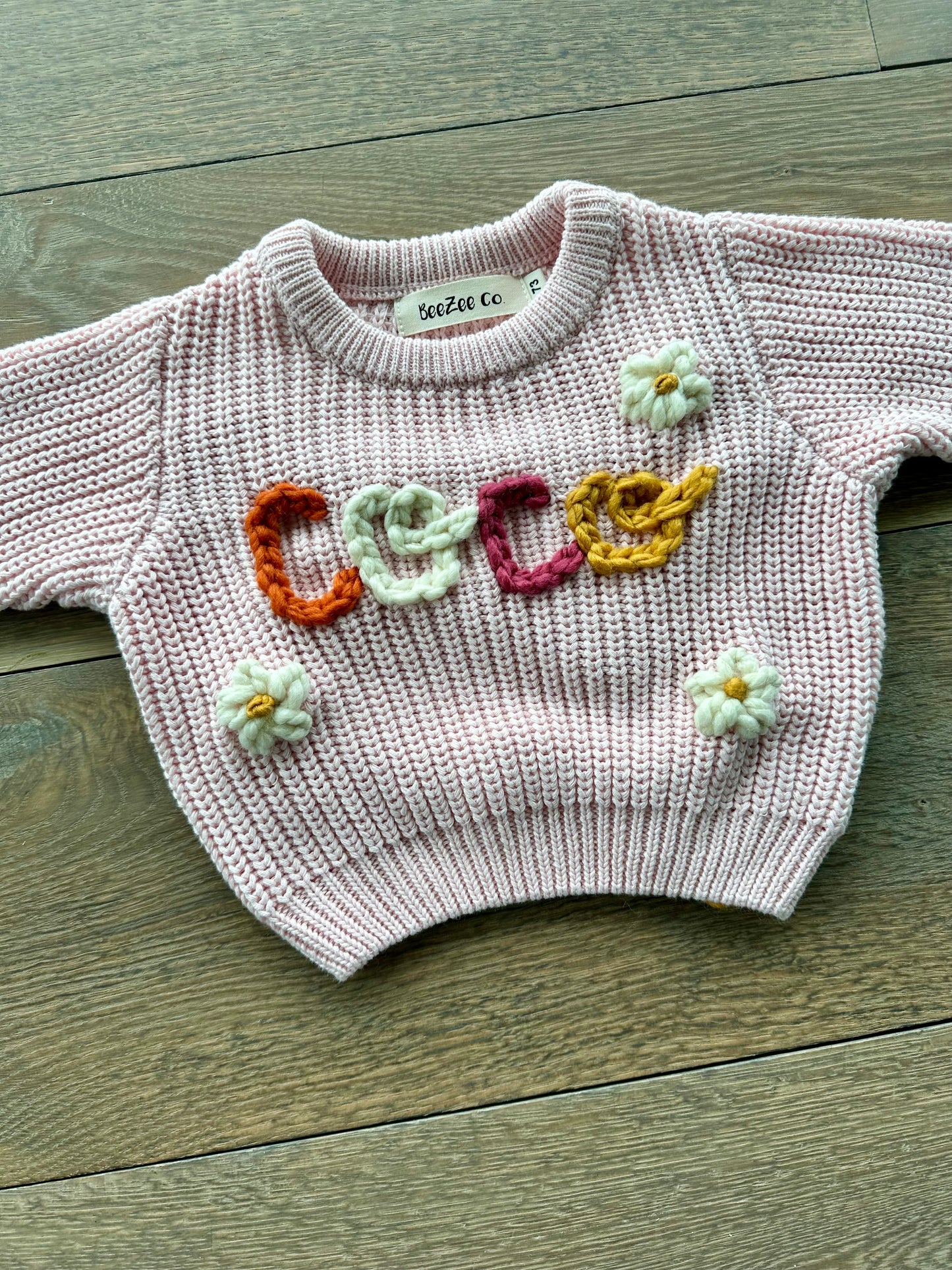 Personalized Baby & Toddler Name Sweater with Floral Embroidery