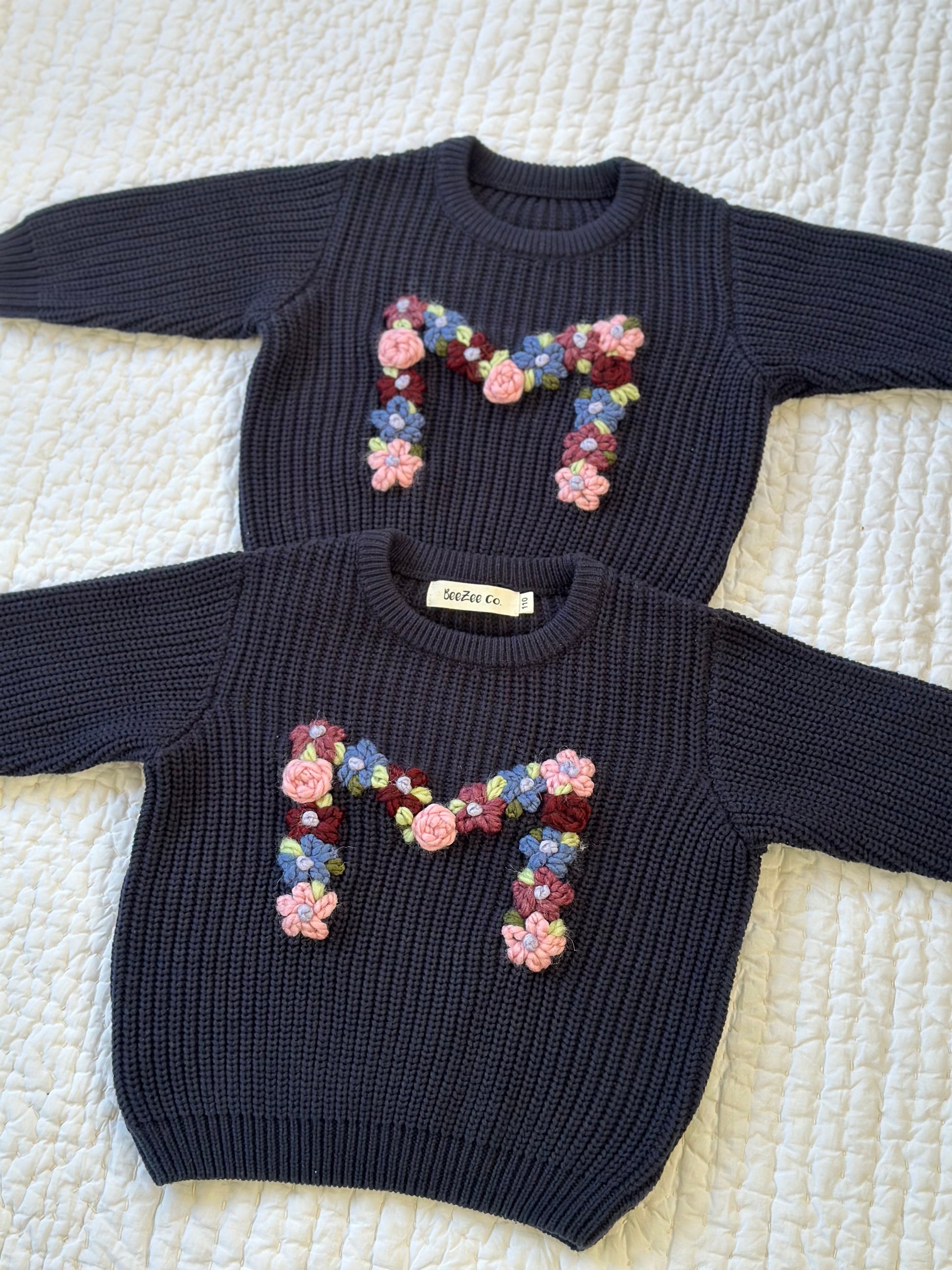 Embroidered Custom LETTER Sweater – BeeZee