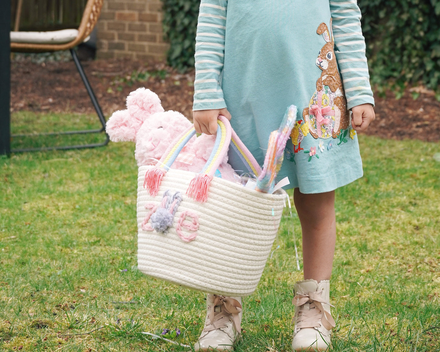 Personalized Hand Embroidered Easter Basket