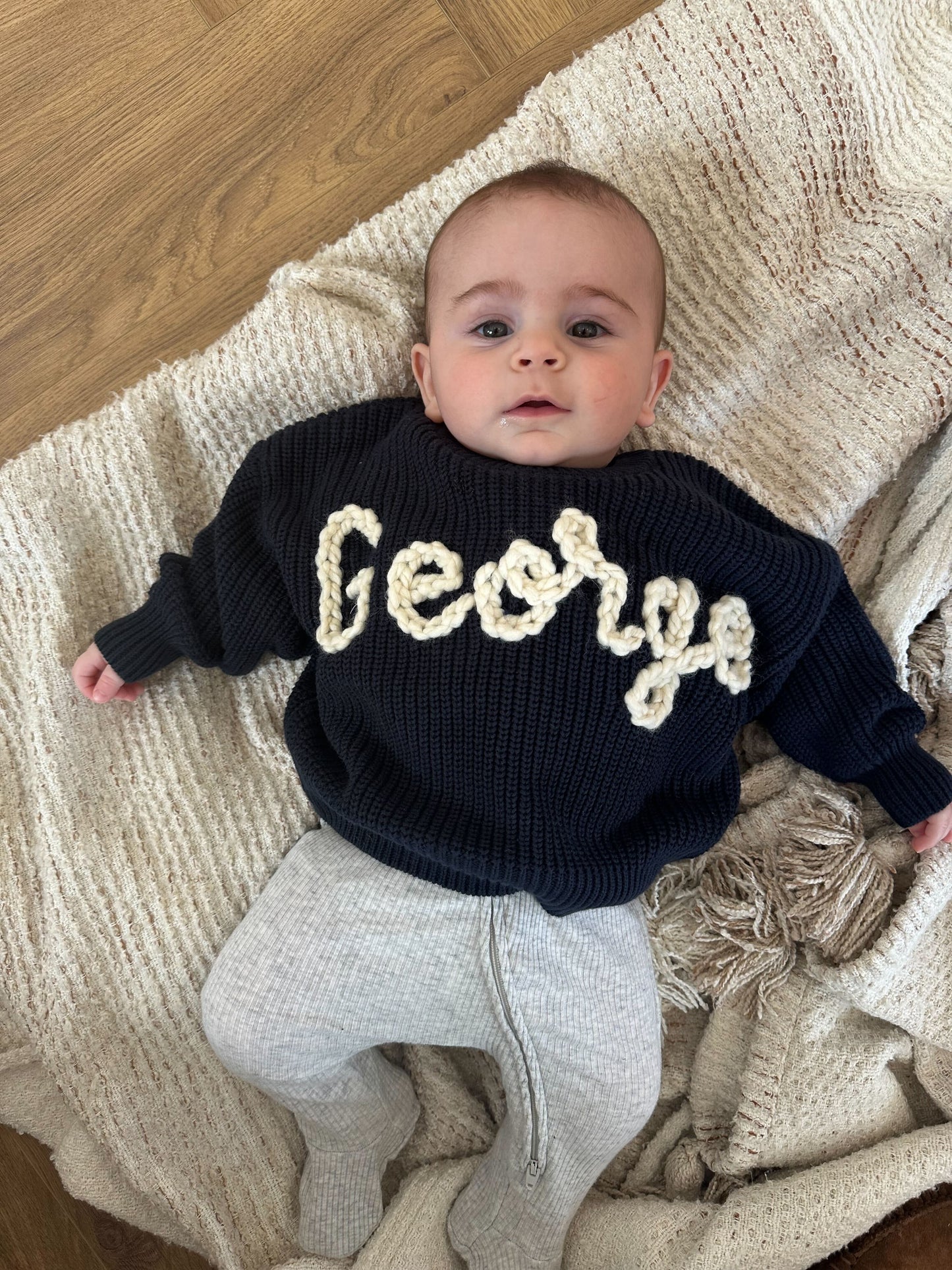 Personalized Hand Embroidered Name Sweater for Babies & Toddlers