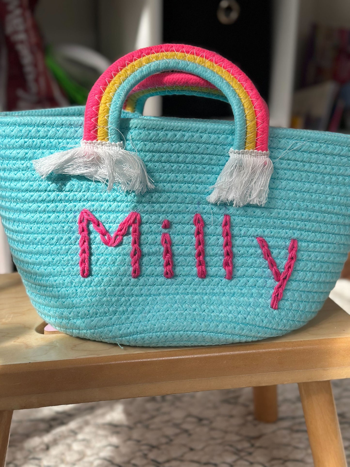 Personalized Hand Embroidered Woven Baskets