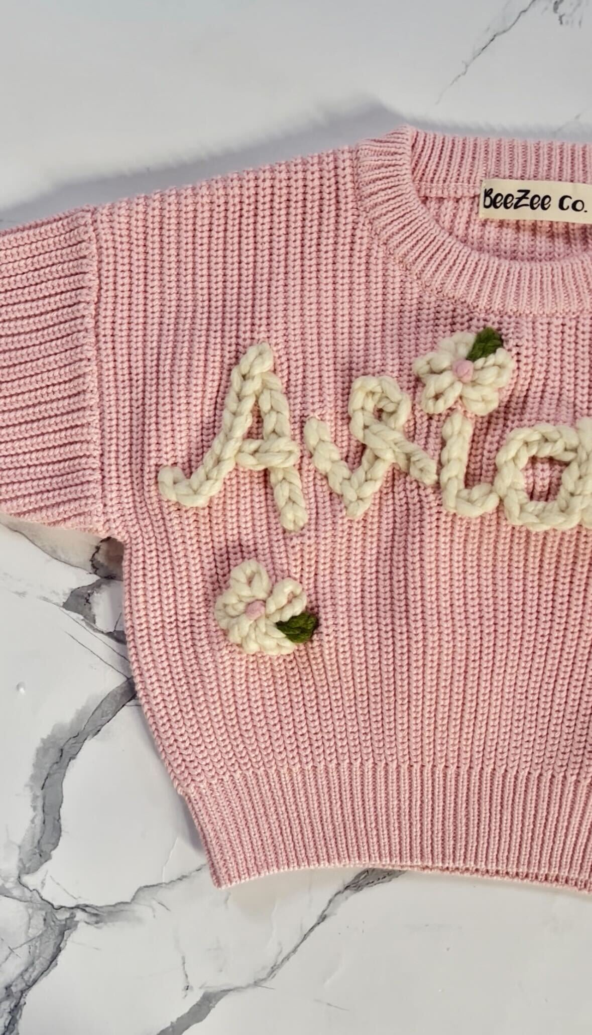 Personalized Baby & Toddler Name Sweater with Floral Embroidery