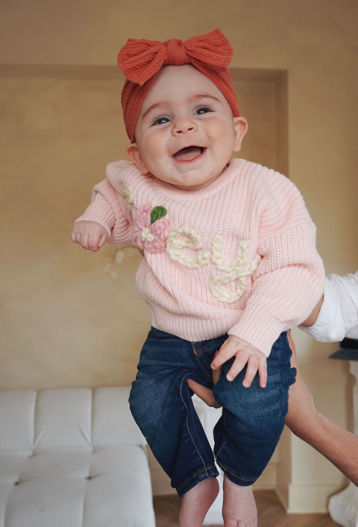 Personalized Baby & Toddler Name Sweater with Floral Embroidery
