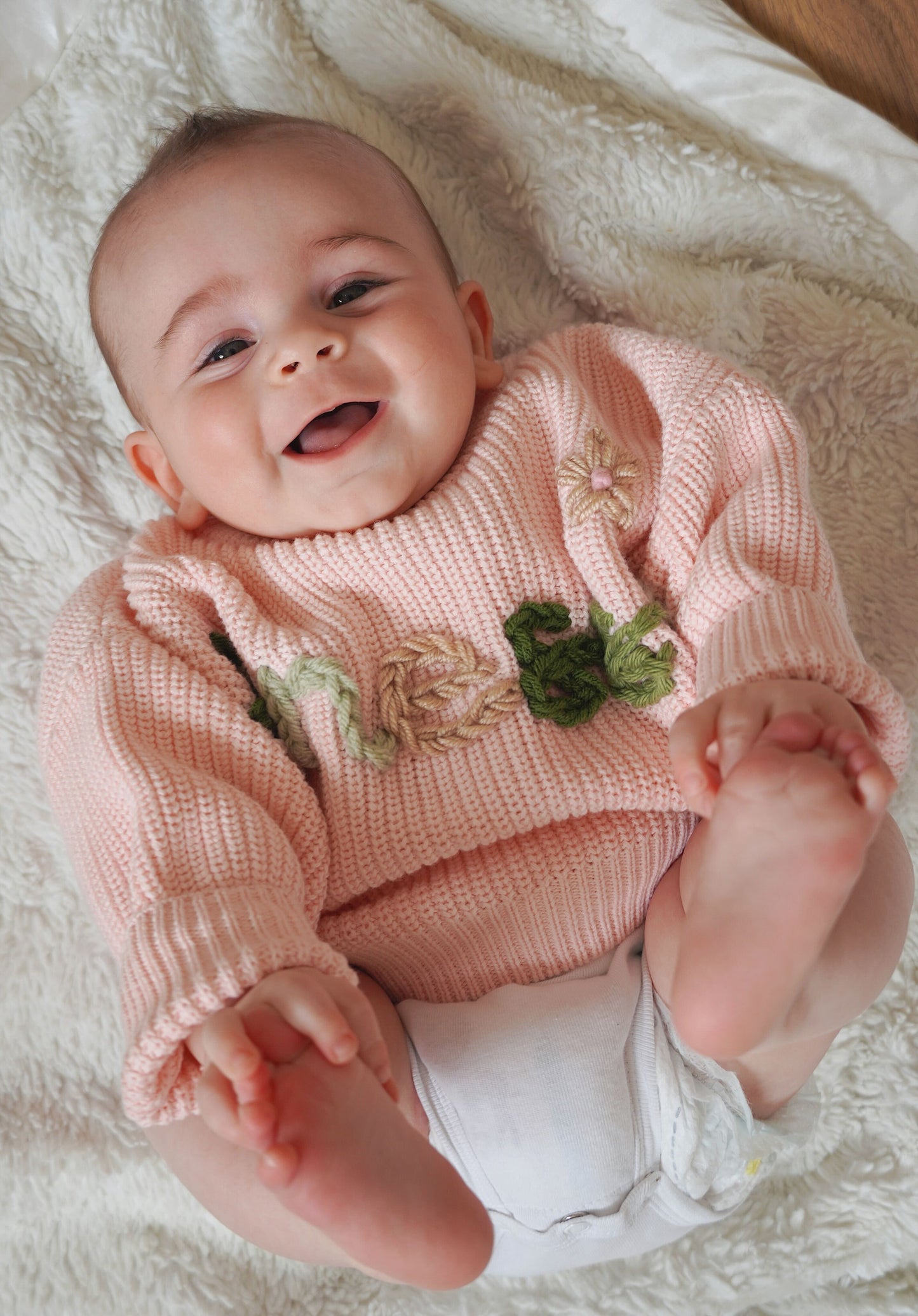 Personalized Baby & Toddler Name Sweater with Floral Embroidery