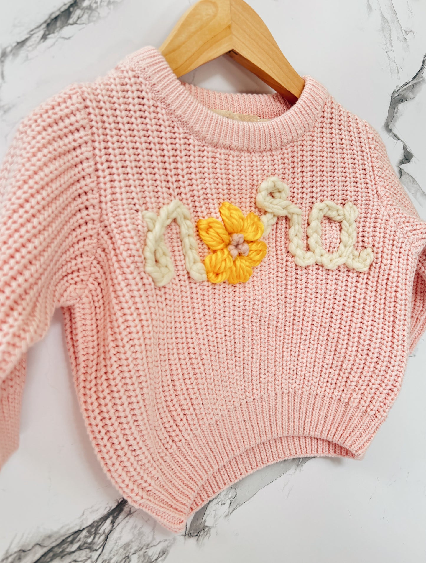 Personalized Baby & Toddler Name Sweater with Floral Embroidery