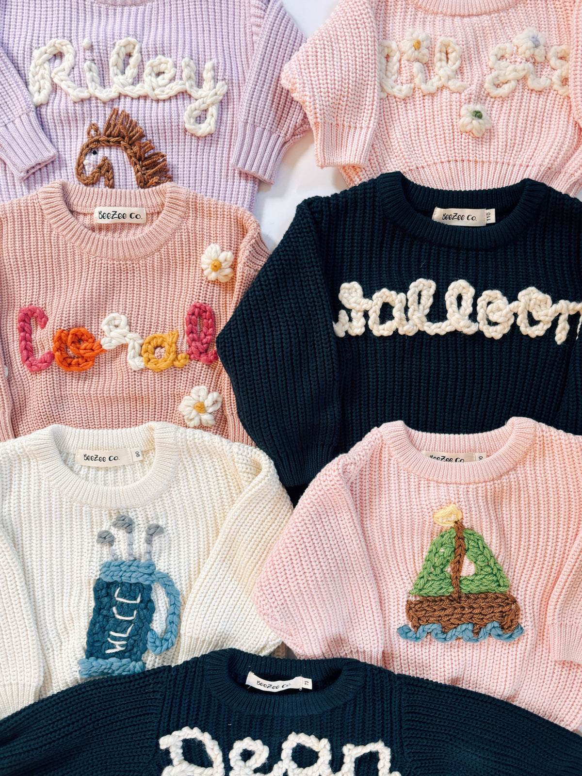 Design your own embroidered baby and toddler sweater