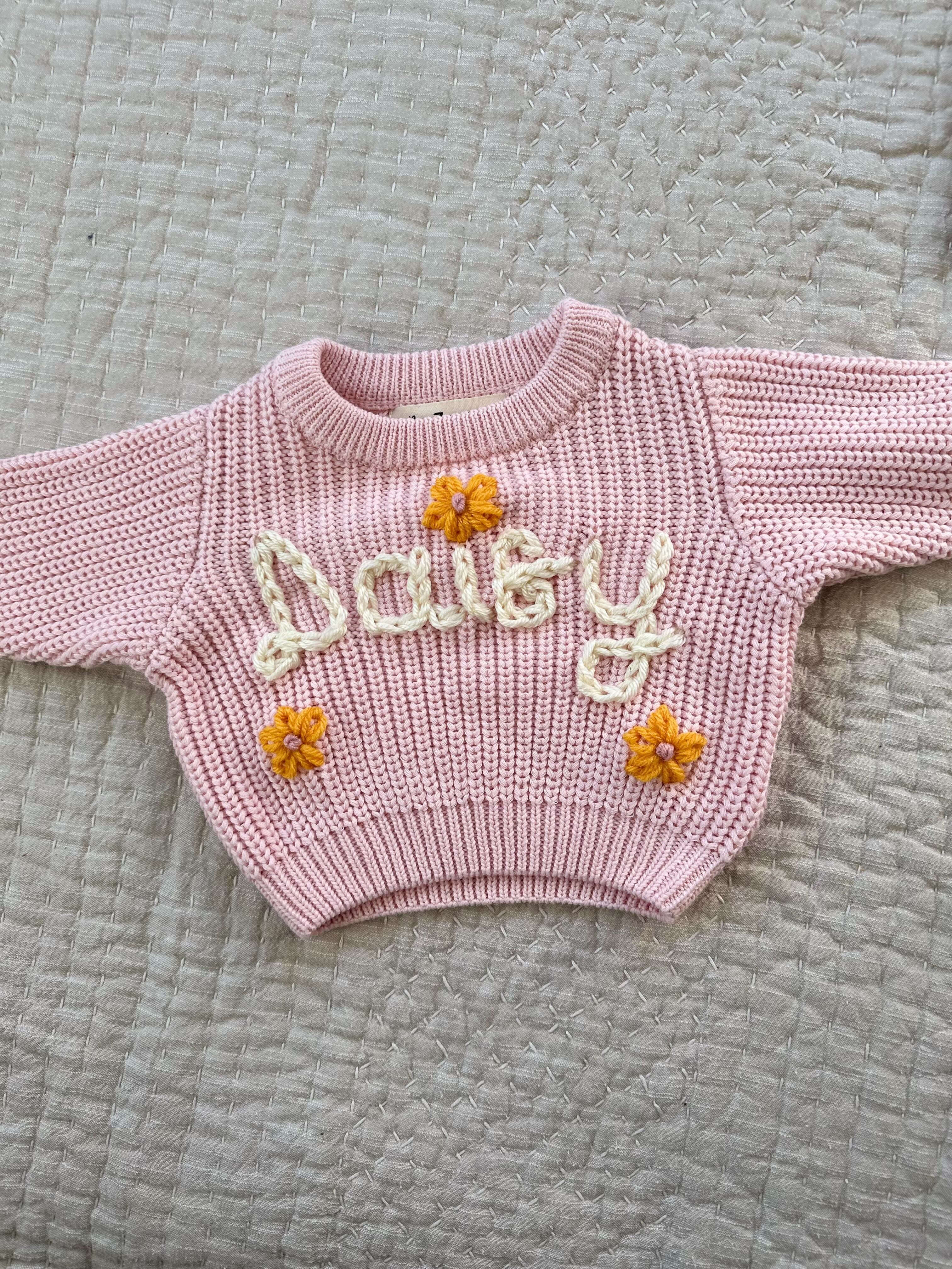 Personalized Baby & Toddler Name Sweater with Floral Embroidery