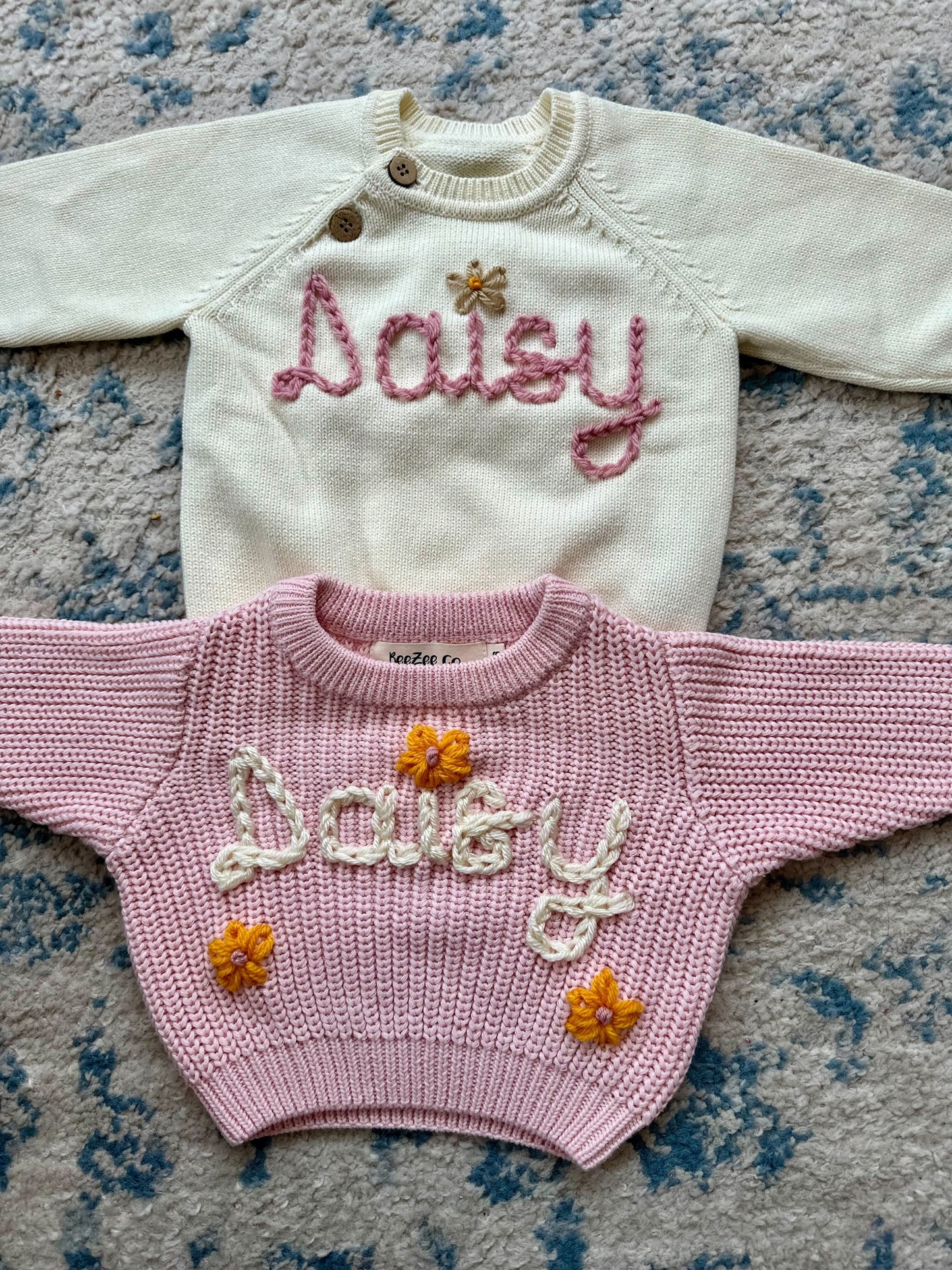 Personalized Baby & Toddler Name Sweater with Floral Embroidery