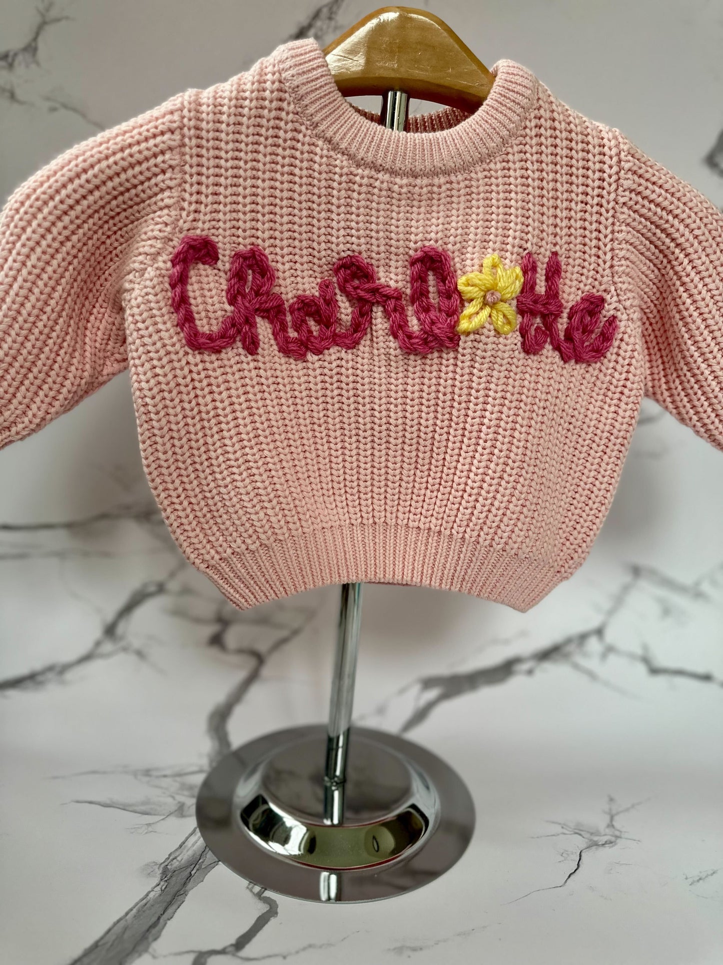 Personalized Baby & Toddler Name Sweater with Floral Embroidery