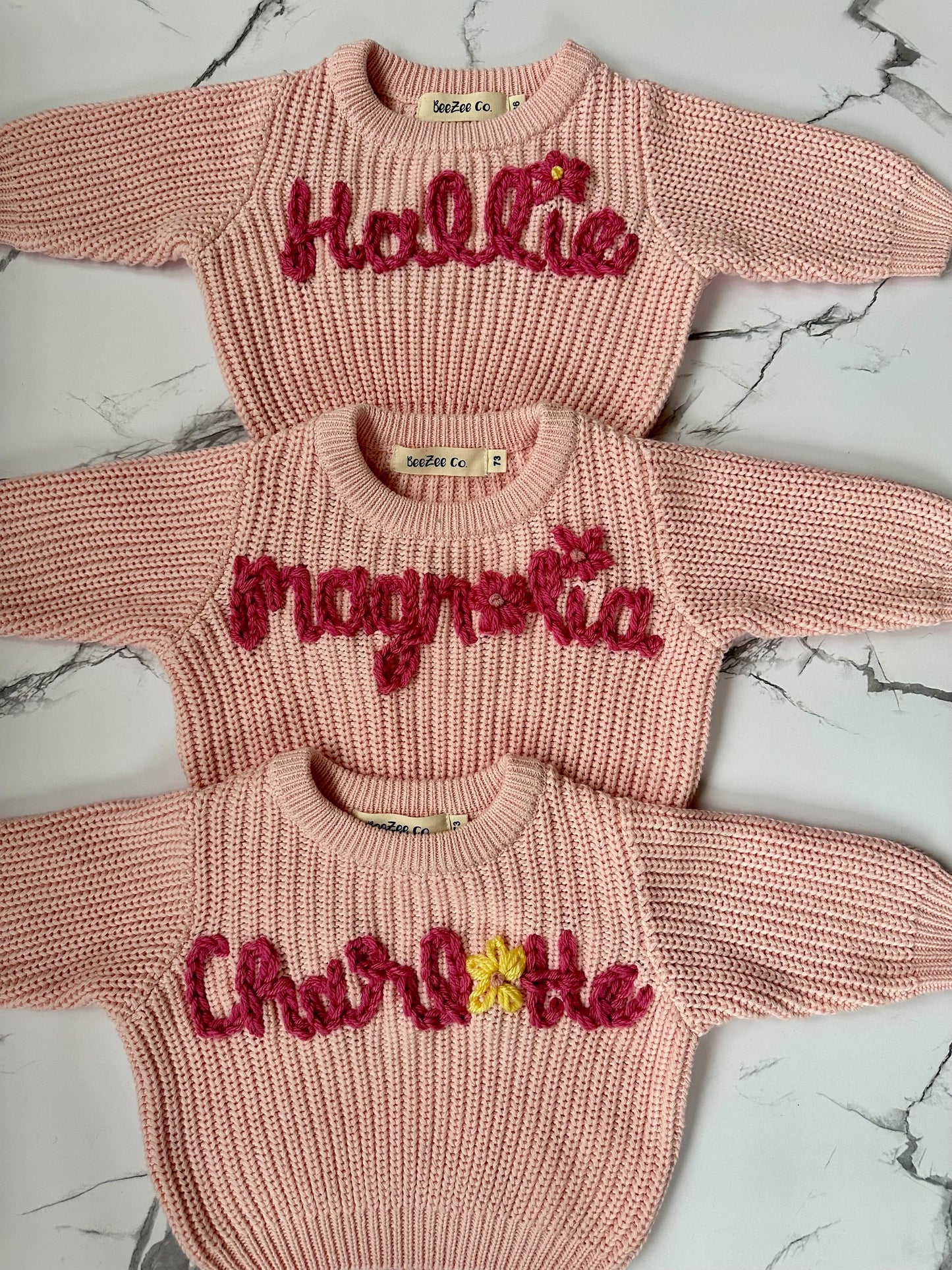 Personalized Baby & Toddler Name Sweater with Floral Embroidery