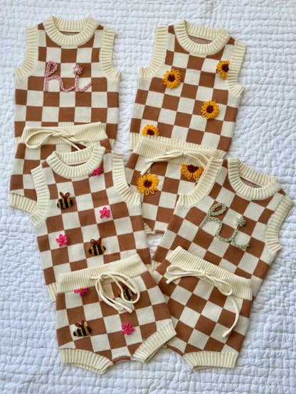 'Hi / Bye' Checkered Set