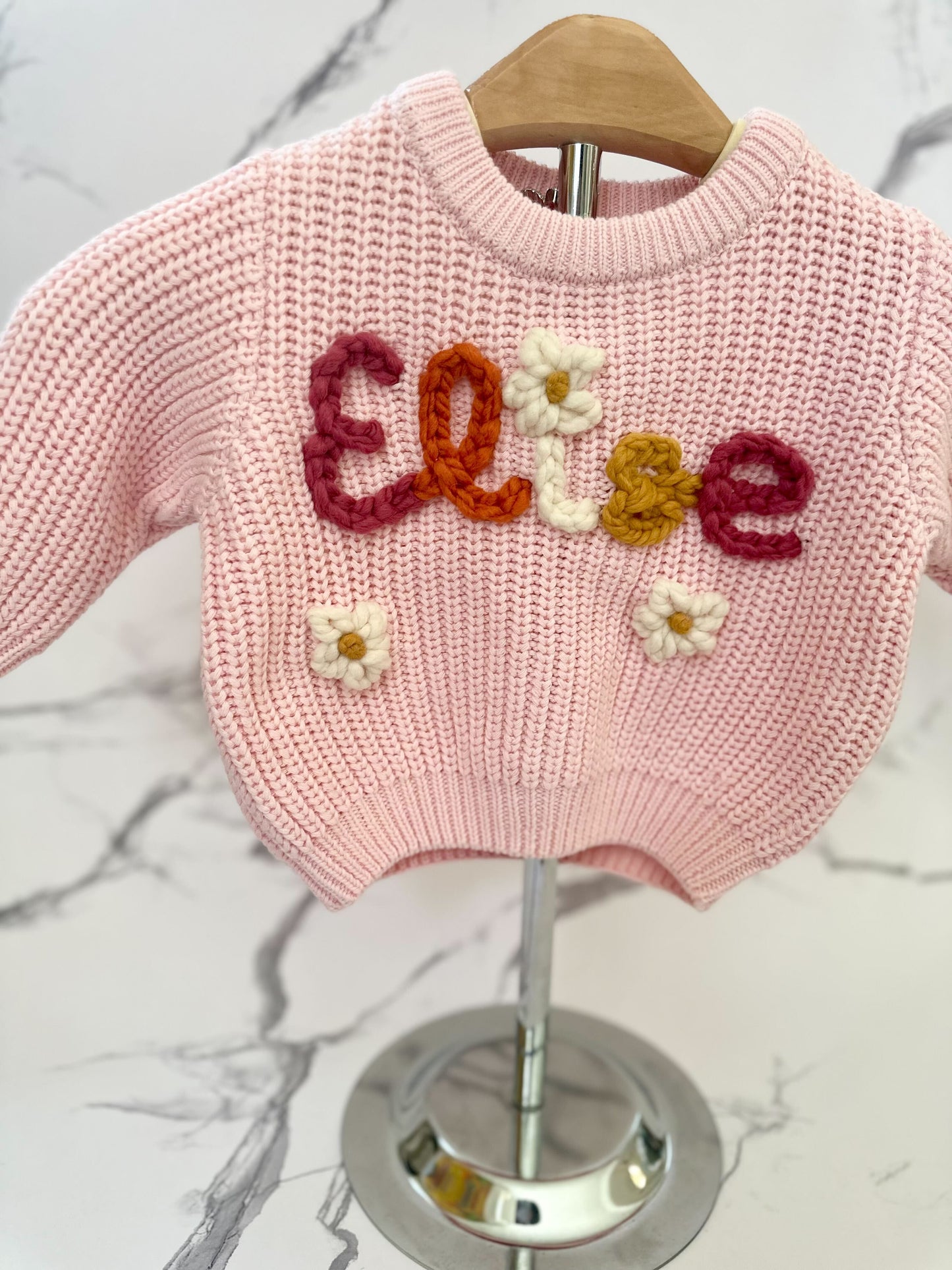 Personalized Baby & Toddler Name Sweater with Floral Embroidery