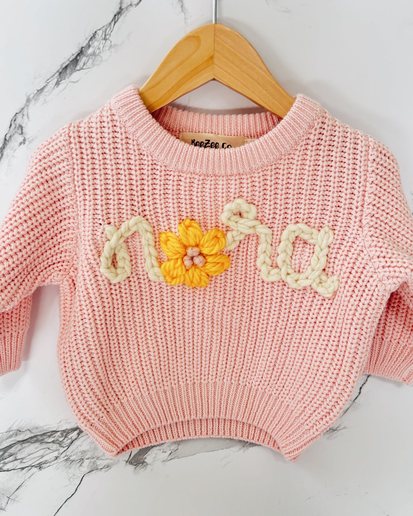Personalized Baby & Toddler Name Sweater with Floral Embroidery