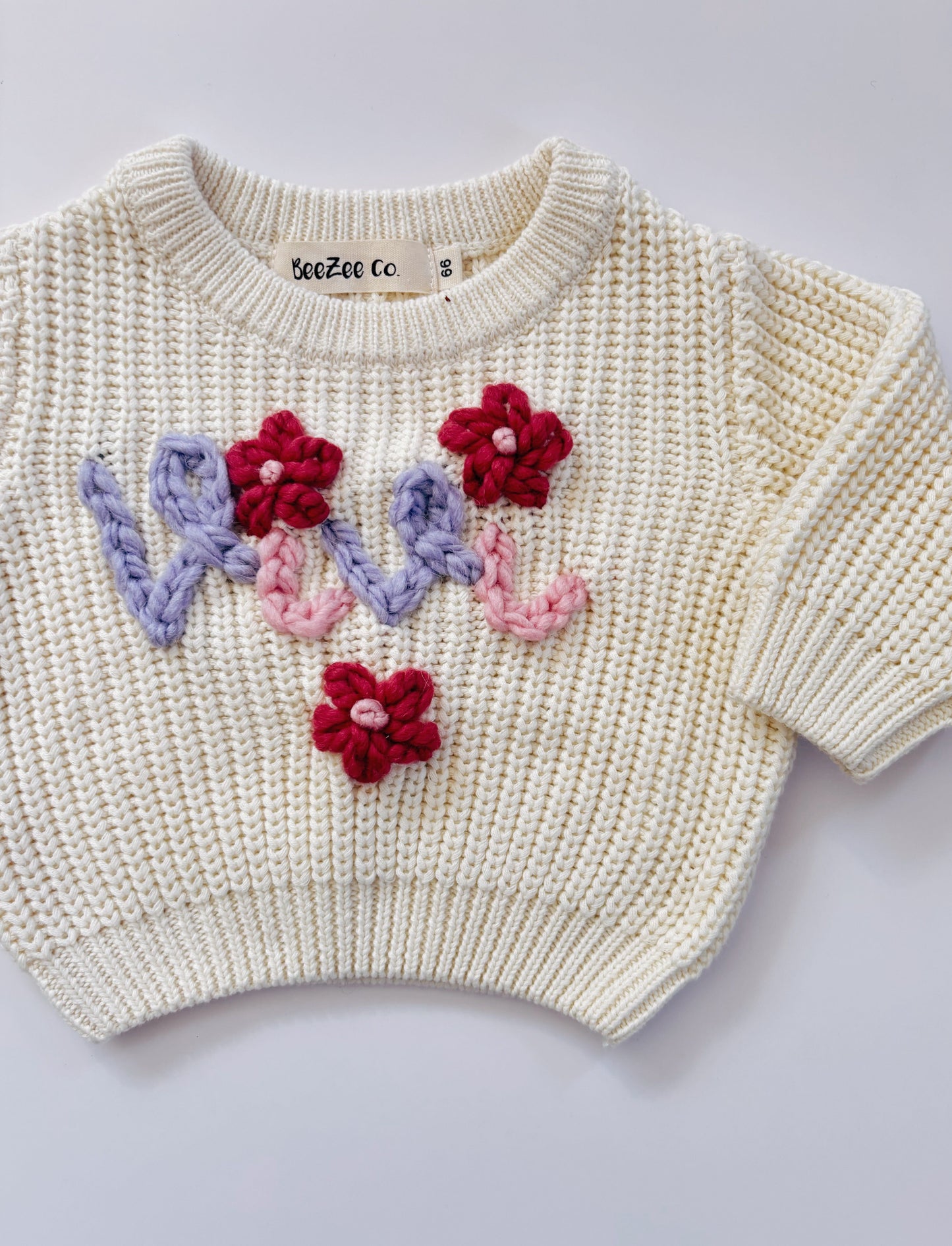 Personalized Baby & Toddler Name Sweater with Floral Embroidery