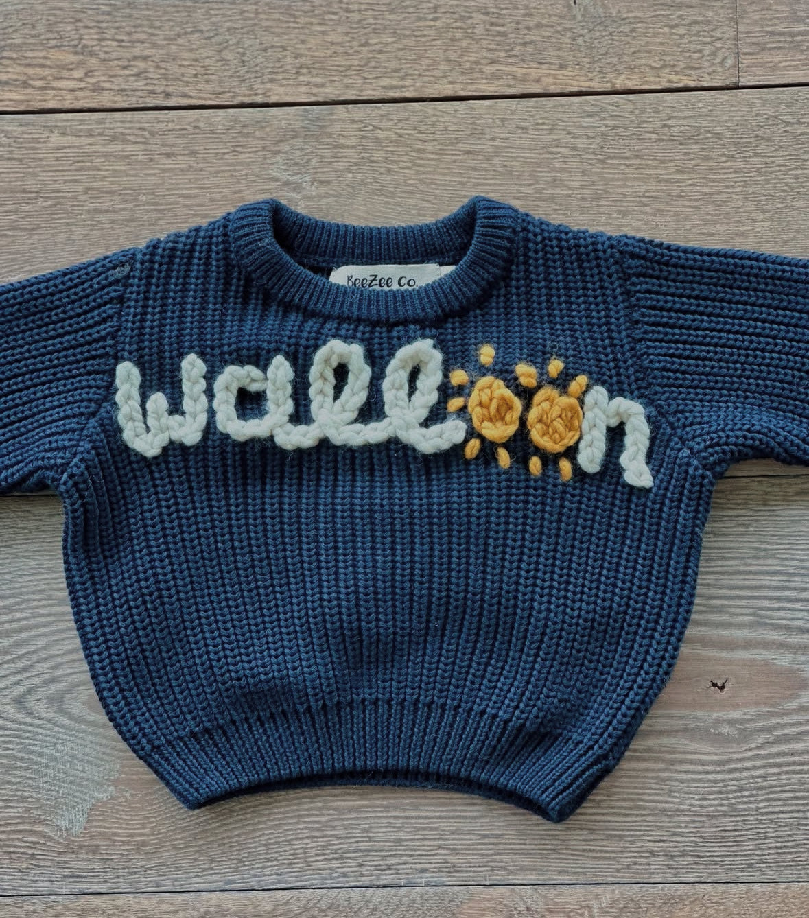 Custom hand-embroidered Walloon sweater for kids